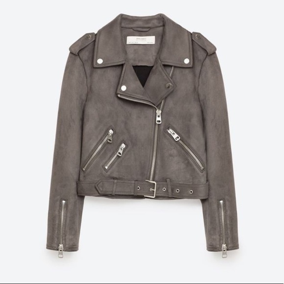 Zara Suede jacket with belt - Grey Size XS - Picture 1 of 5